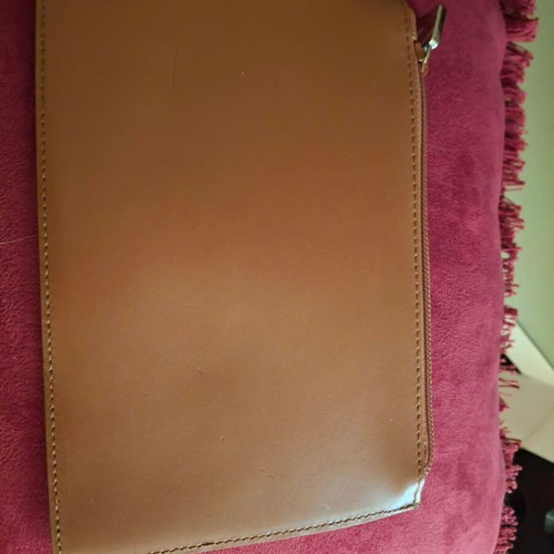Furla small leather clutch bag, light brown