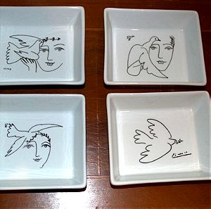 Σετ 4 πιάτα με σχέδια του  Pablo Picasso. Γαλλία, 2006. (MMI)