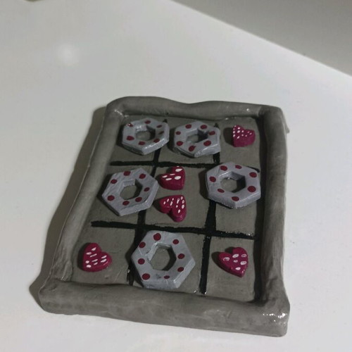 Handmade clay tic tac toe game new