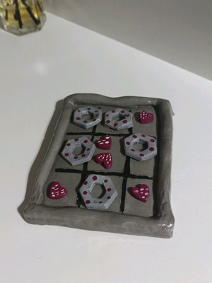 Handmade clay tic tac toe game new