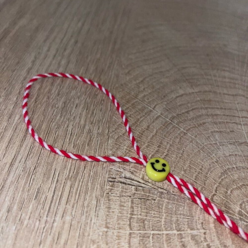 Martaki with smiley handmade like new, white and red