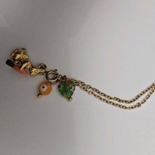 Steel Easter Bunny Necklace new handmade with heart and eye charm