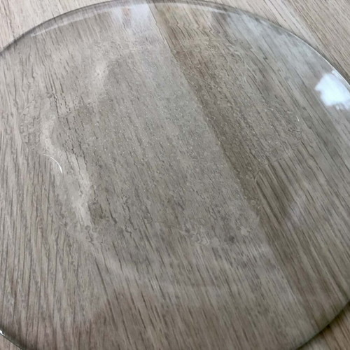 Glass serving platter like new with embossed design