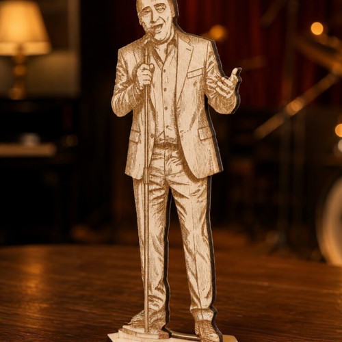 Wooden engraved stand Vasilis Karras new, handmade decorative figure