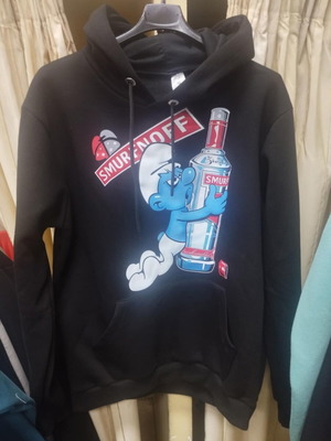 Men's Smurf Vodka Three-Thread Hoodie new, black, Primo Wear