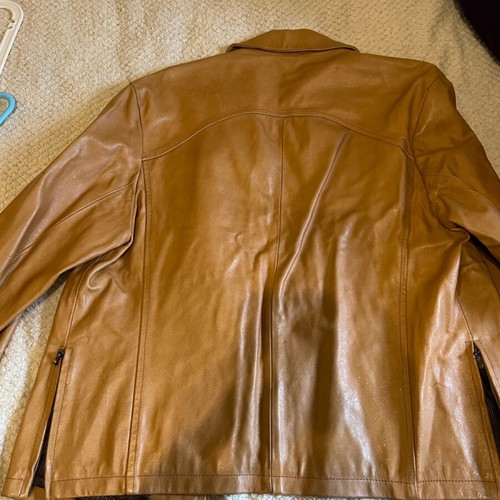 Italian leather jacket used, light brown, size 50