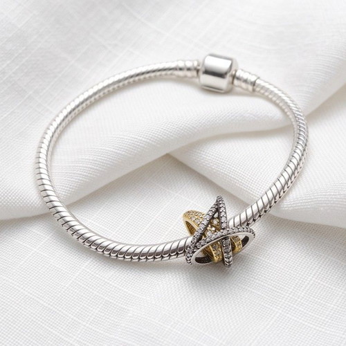 Pandora Sparkling Crossover Star Charm S925 ALE new, gold and silver