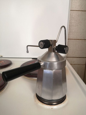 Moka espresso coffee maker used, vintage collectible, 3-4 cup capacity