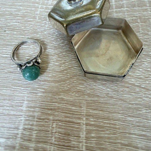 Silver ring with small box used