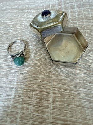 Silver ring with small box used
