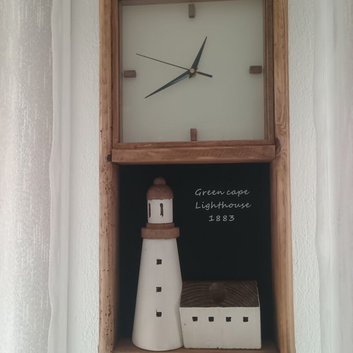 Wall clock made of solid wood, new, digital display