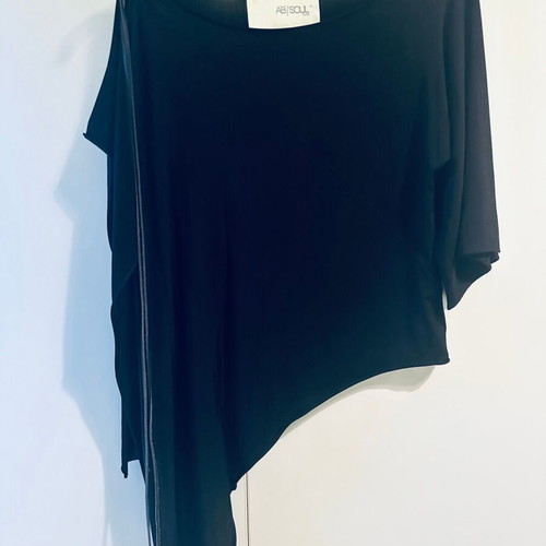AB/Soul One-Sleeve Avant-Garde Top black like new with leather detail