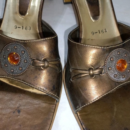 Vintage Italian used mules size 38 brown-copper