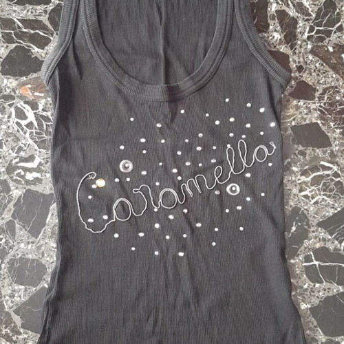 Caramella ribbed sleeveless elastic top used, black