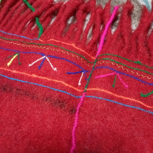 Wool Kilim Rug new, red with designs, handwoven on loom