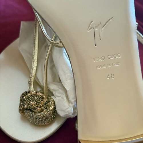 Giuseppe Zanotti Gold Sandals with Strass Size 40 New