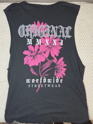 Floral tank top new, size M, black