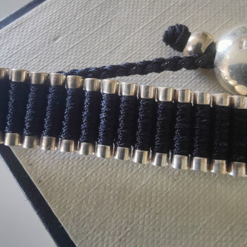 Links of London Sterling Silver S925 Black Corded Friendship Bracelet