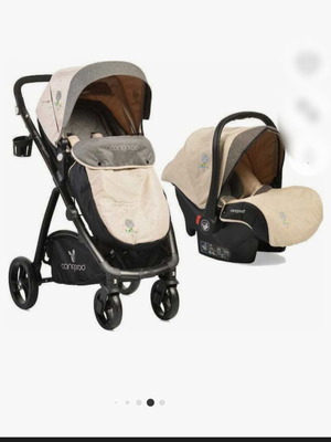 Cangaroo 3-in-1 baby stroller used with carrycot and car seat