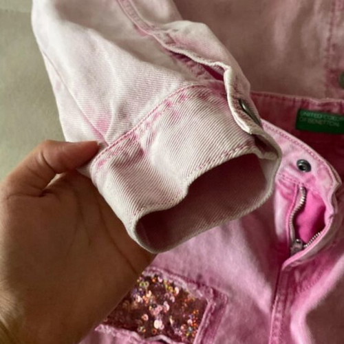 Benetton vintage pink denim set for girls, 12 years