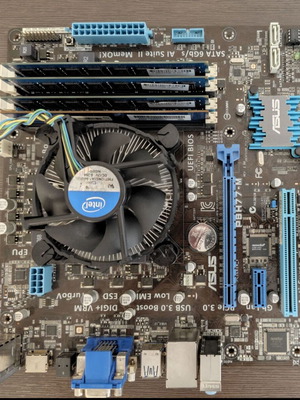 Intel i5-3470 set with 16GB RAM and Asus P8H77-M motherboard used