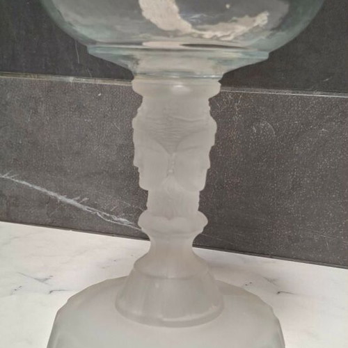 Antique Satin Glass Duncan Three Face Oil Lamp used, c. 1878