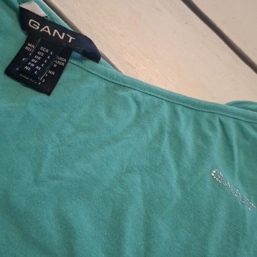 Gant green logo in strass t-shirt size Large new