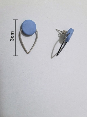 Polymer clay stud earrings like new, turquoise and silver