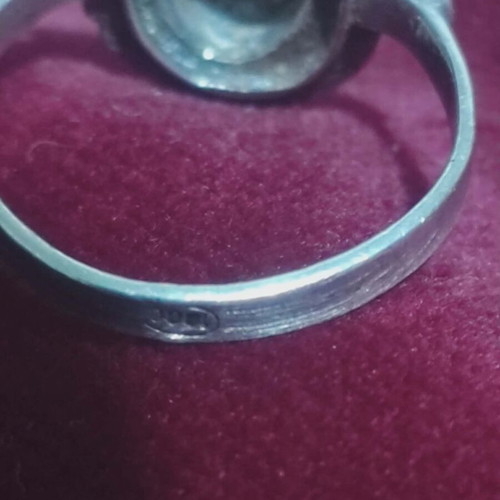 Rhoditic silver-gold ring with marcasites like new, size 15