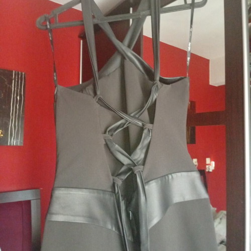 Black backless jumpsuit with leather straps like new, size S
