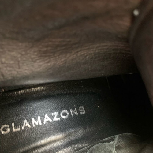 Glamazons ankle boots khaki with black suede and leather like new