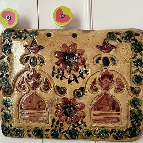 Vintage Ceramic Wall Plaque by Angeliki Tseva used, folk art
