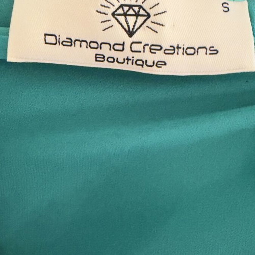 Diamond long dress one shoulder green new with side slit
