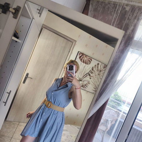 Asymmetric dress Stradivarius like new, size S, white and blue