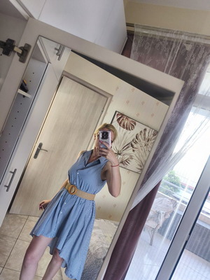 Asymmetric dress Stradivarius like new, size S, white and blue