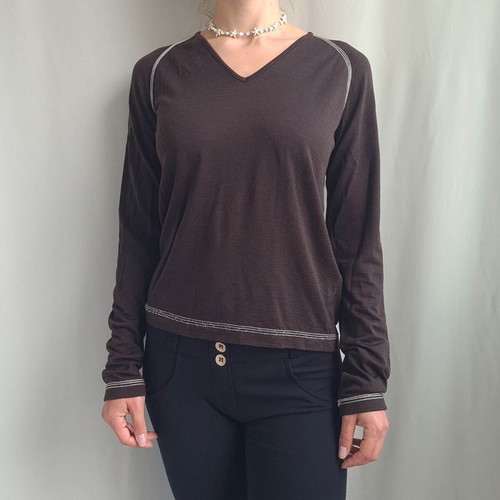 Murphy & Nye women's merino wool blouse size M, like new, brown