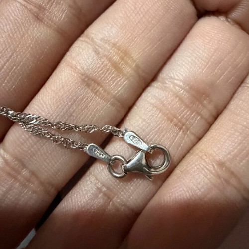 Necklace white gold 585 and silver 925 with zircon, like new
