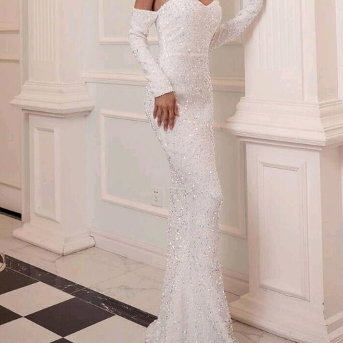 Wedding dress in tight mermaid line with sequins like new, size M