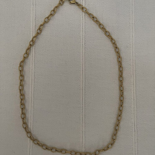 Chain necklace with embossed gold-colored links, like new
