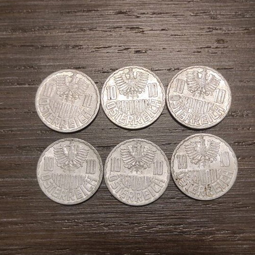 Austrian coins used, pack of 8, aluminum
