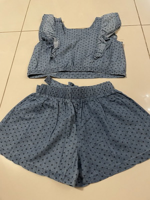 Alouette girls' set used, size 152, blue with hearts