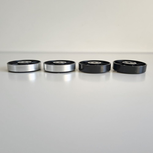 Set of 4 plastic Hi-Fi device feet, 2 silver & 2 black, 55x13 mm