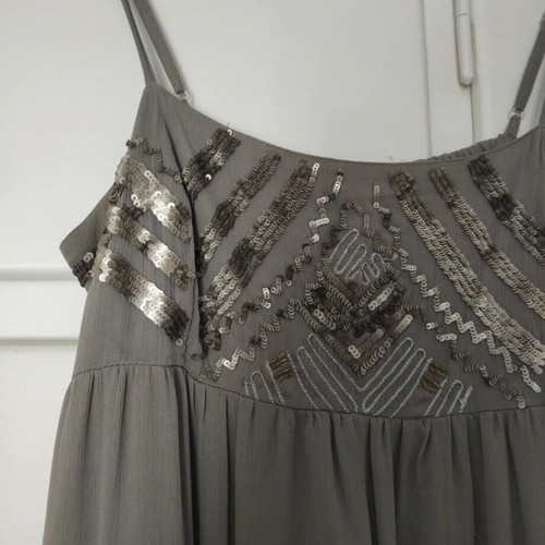 Motivi evening dress gray like new with embroidery and sequins