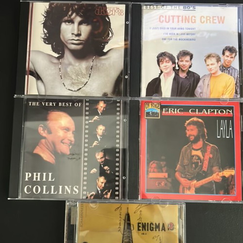 Music CD pack of 5 used, Doors, Eric Clapton, Enigma, Cutting Crew, Phil Collins