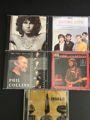 Music CD pack of 5 used, Doors, Eric Clapton, Enigma, Cutting Crew, Phil Collins