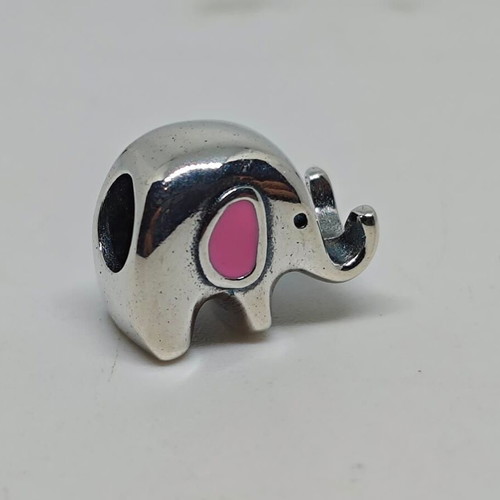 Silver Elephant Charm with Pink Enamel like new