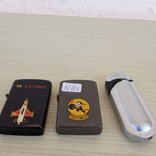Lighters used, three functional, two petrol and one gas