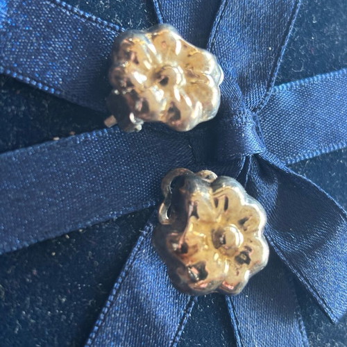 Folli Follie flower earrings 925,585 silver-gold like new with clips