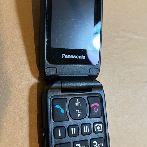 Panasonic KX-TU466 EXBE Black used clamshell phone with SOS button