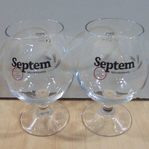 Septem beer set of two used promotional stemmed glasses 0.3lt